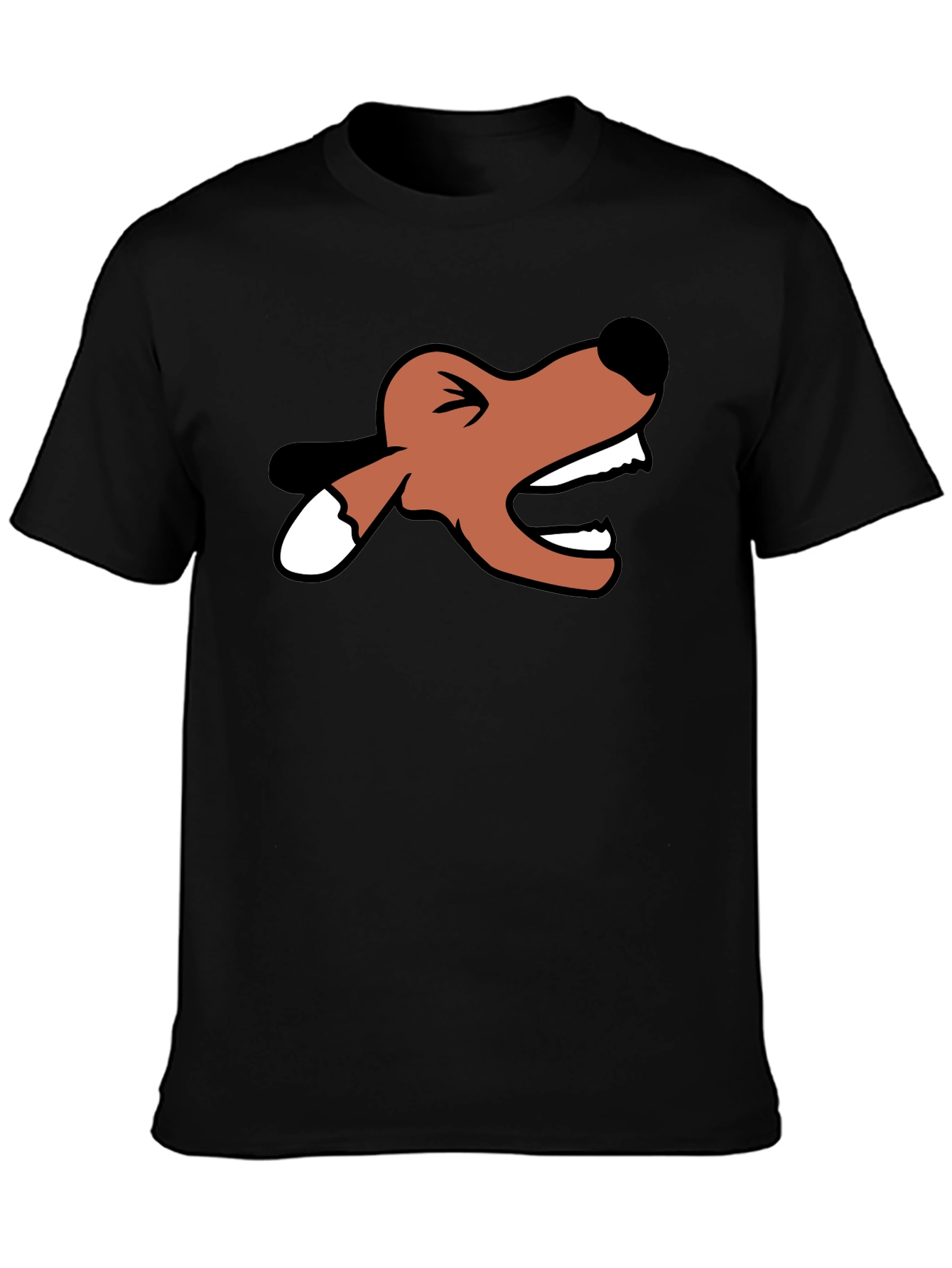 Cartoon Fox Head Black T-Shirt