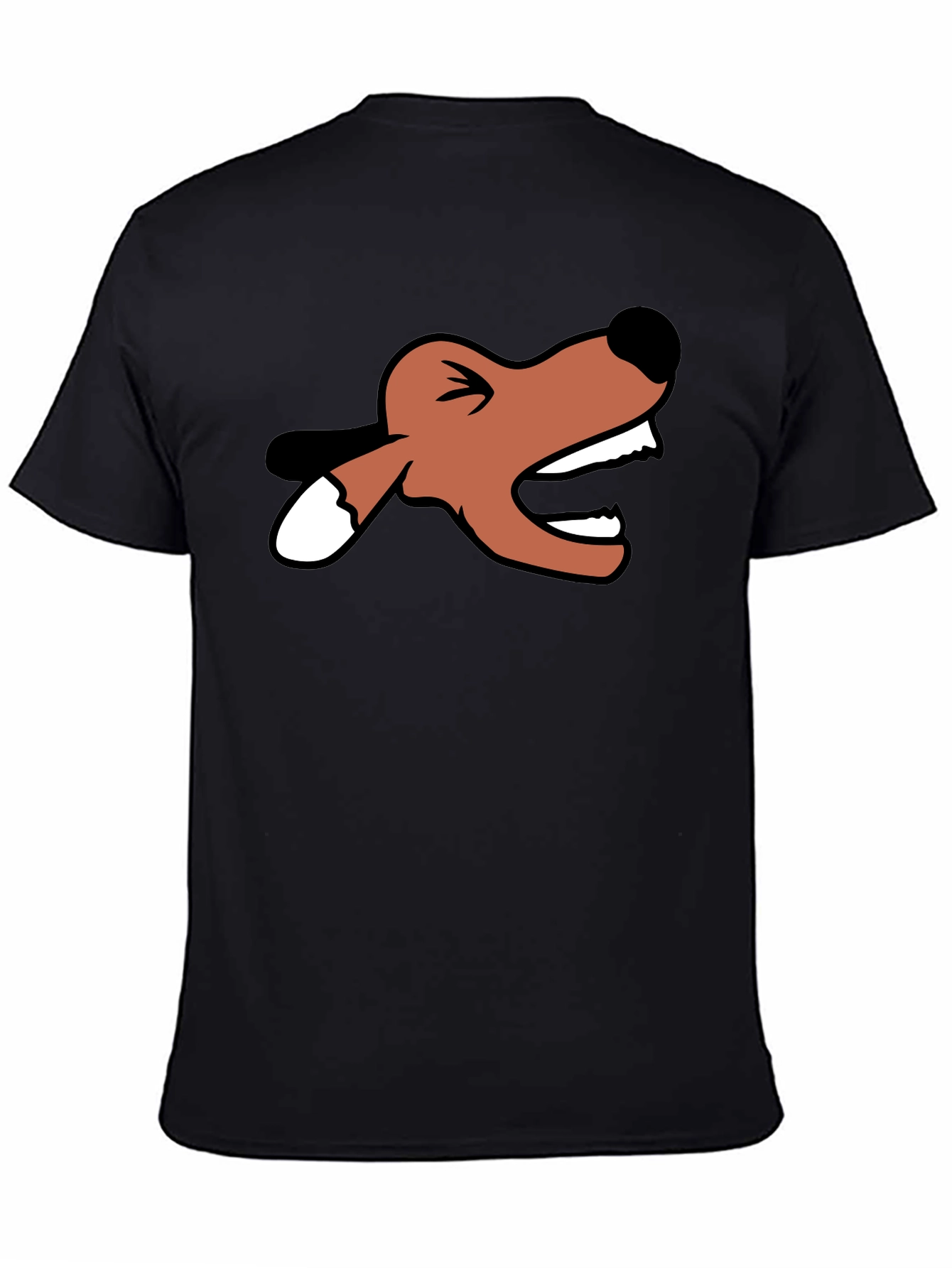 Cartoon Fox Head Black T-Shirt