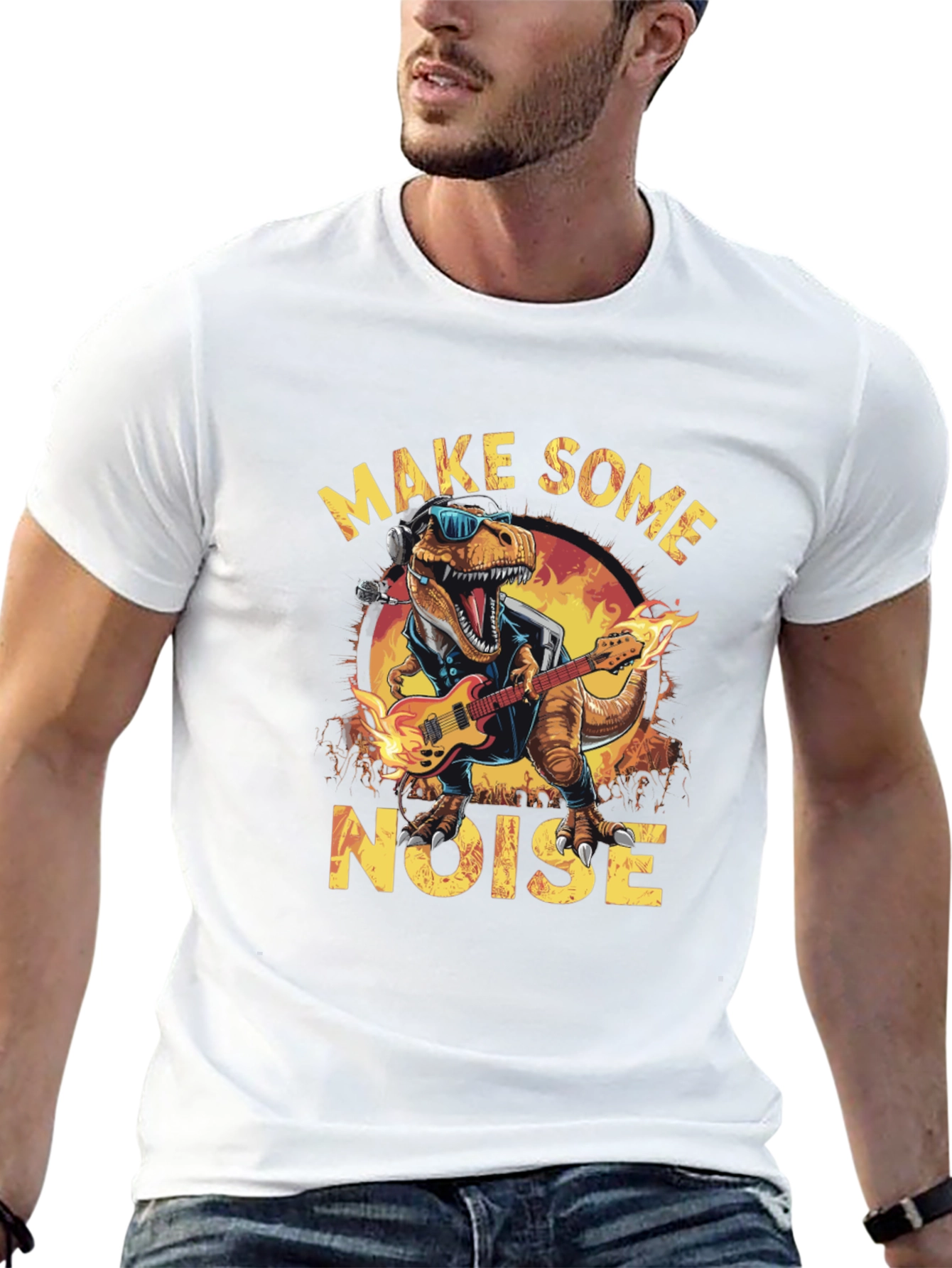 Rock and Roll Dinosaur Graphic Tee