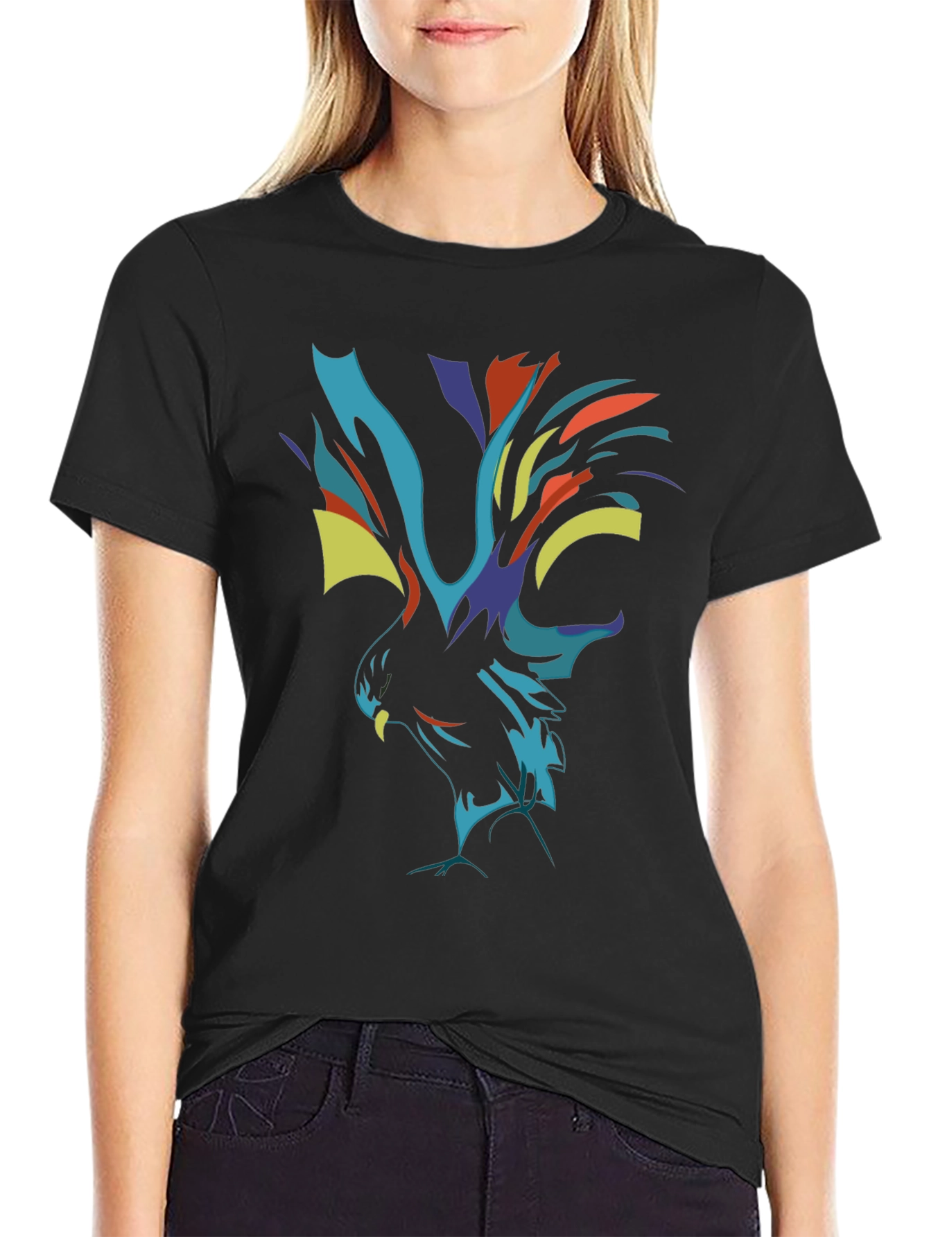 Abstract Phoenix Graphic Black T-Shirt