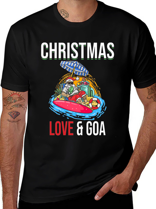 Christmas Love & Goa T-Shirt Holiday Beach Santa Tee