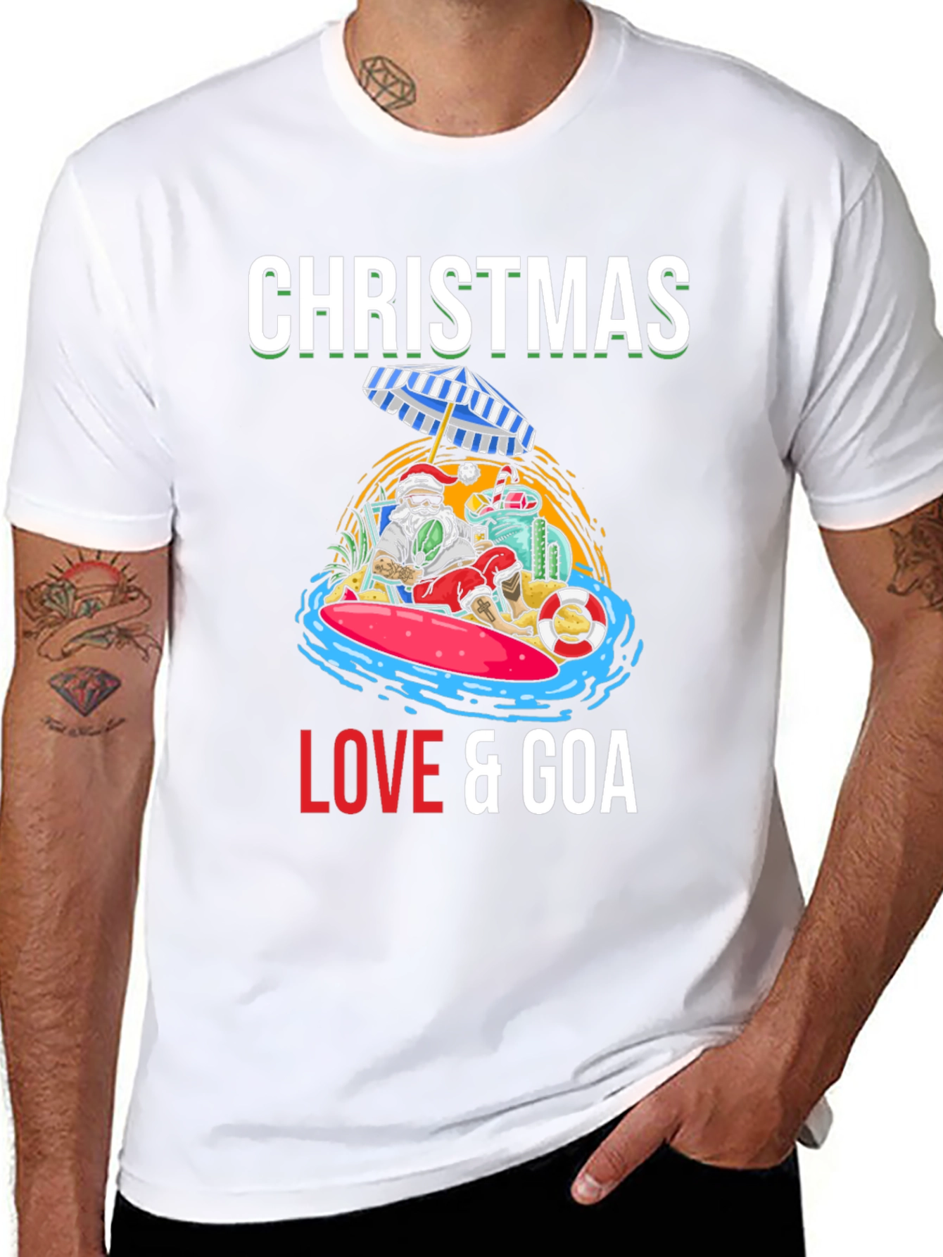 Christmas Love & Goa T-Shirt Holiday Beach Santa Tee