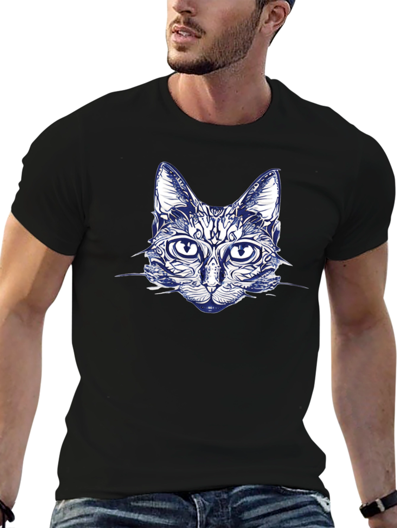 Cool Cat Graphic T-Shirt - Black