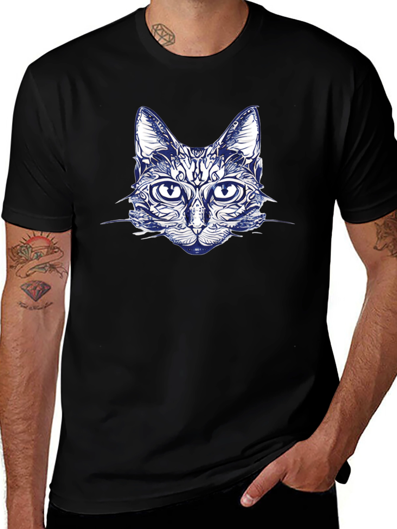 Cool Cat Graphic T-Shirt - Black