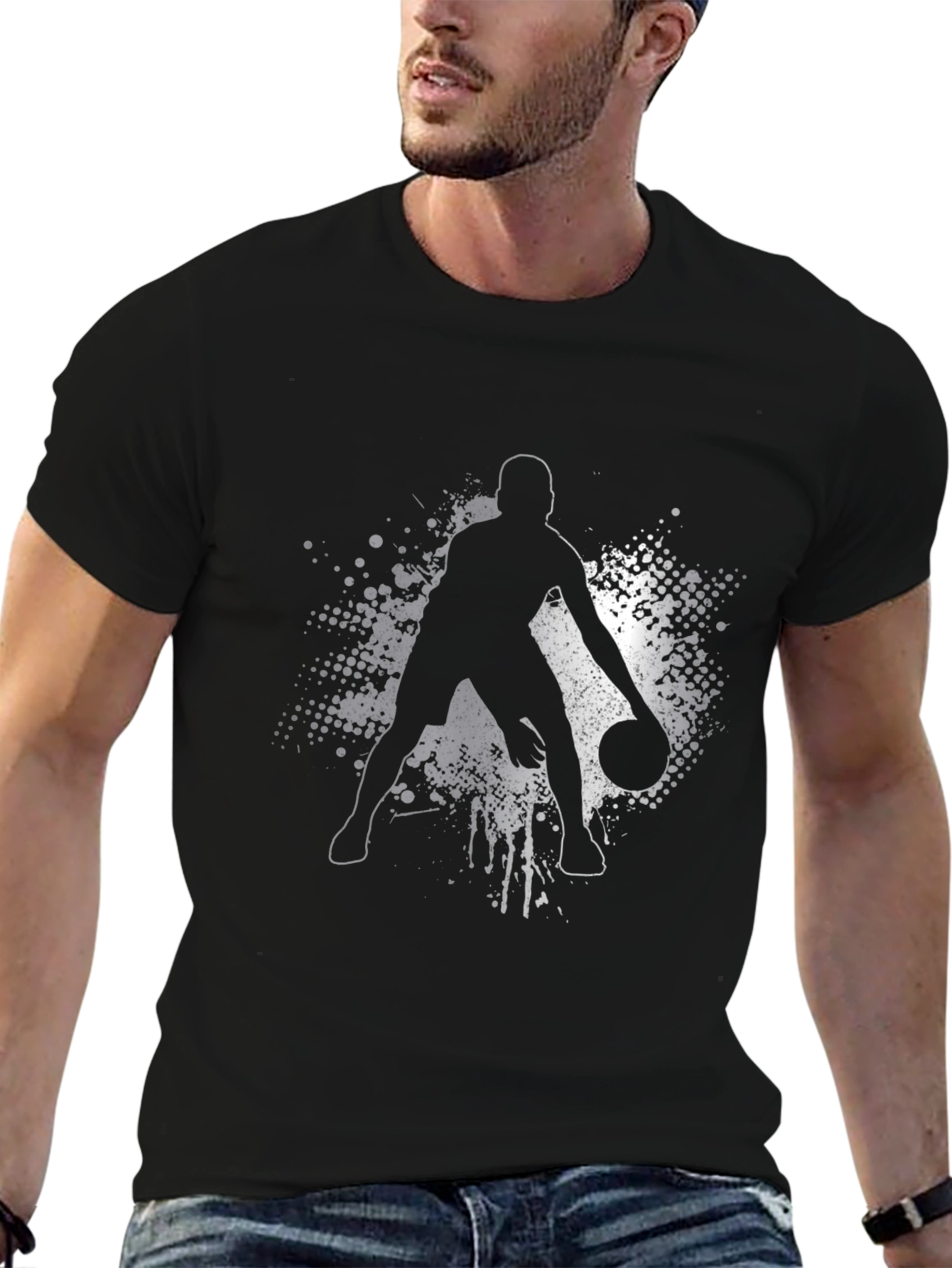 Basketball Player Graphic T-Shirt - Black