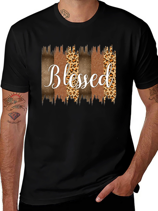 Blessed Graphic Tee - Leopard Print Accents