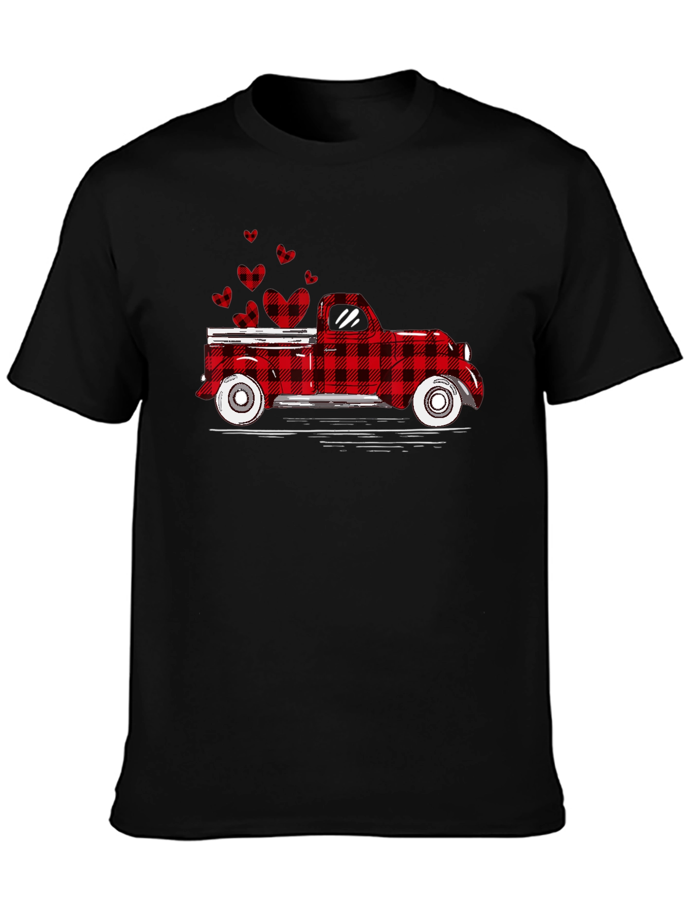 Buffalo Plaid Truck Hearts Graphic Tee