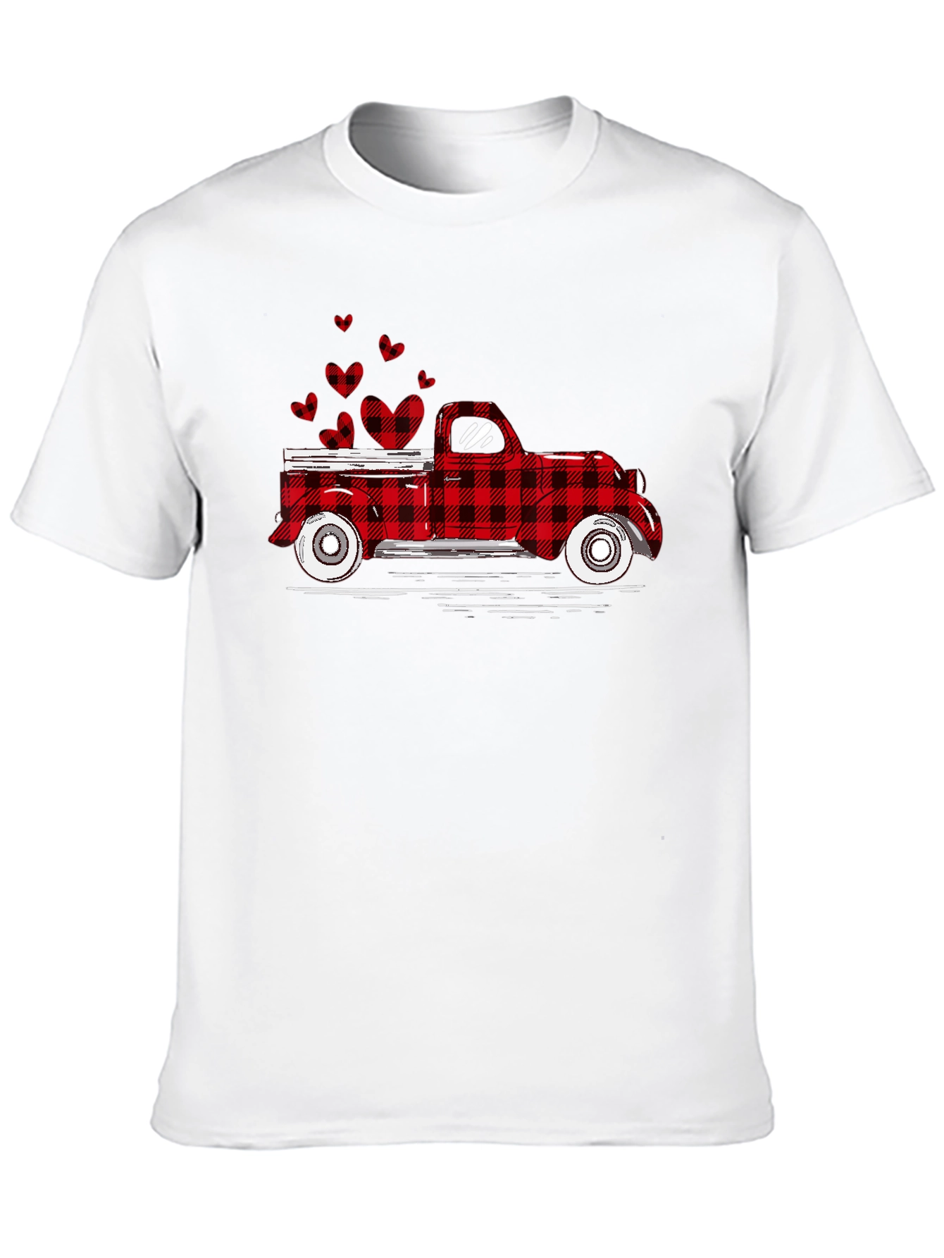 Buffalo Plaid Truck Hearts Graphic Tee