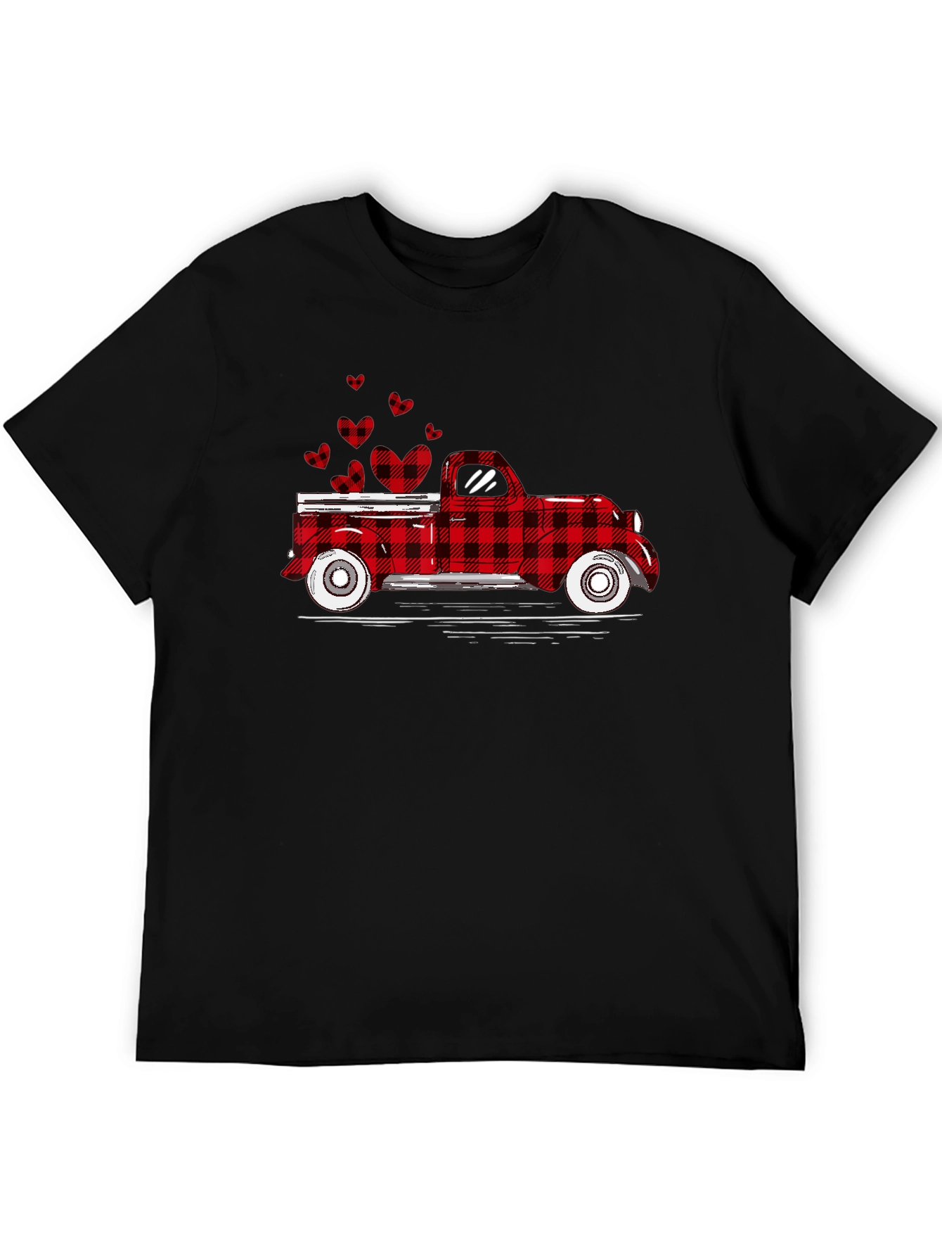 Buffalo Plaid Truck Hearts Graphic Tee