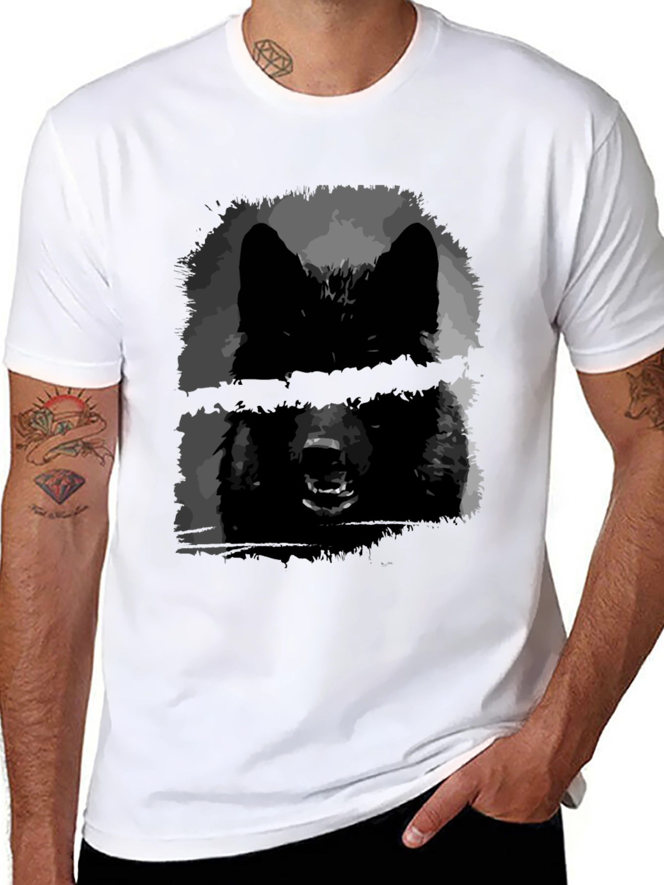 Black Wolf Graphic Tee - Edgy Style