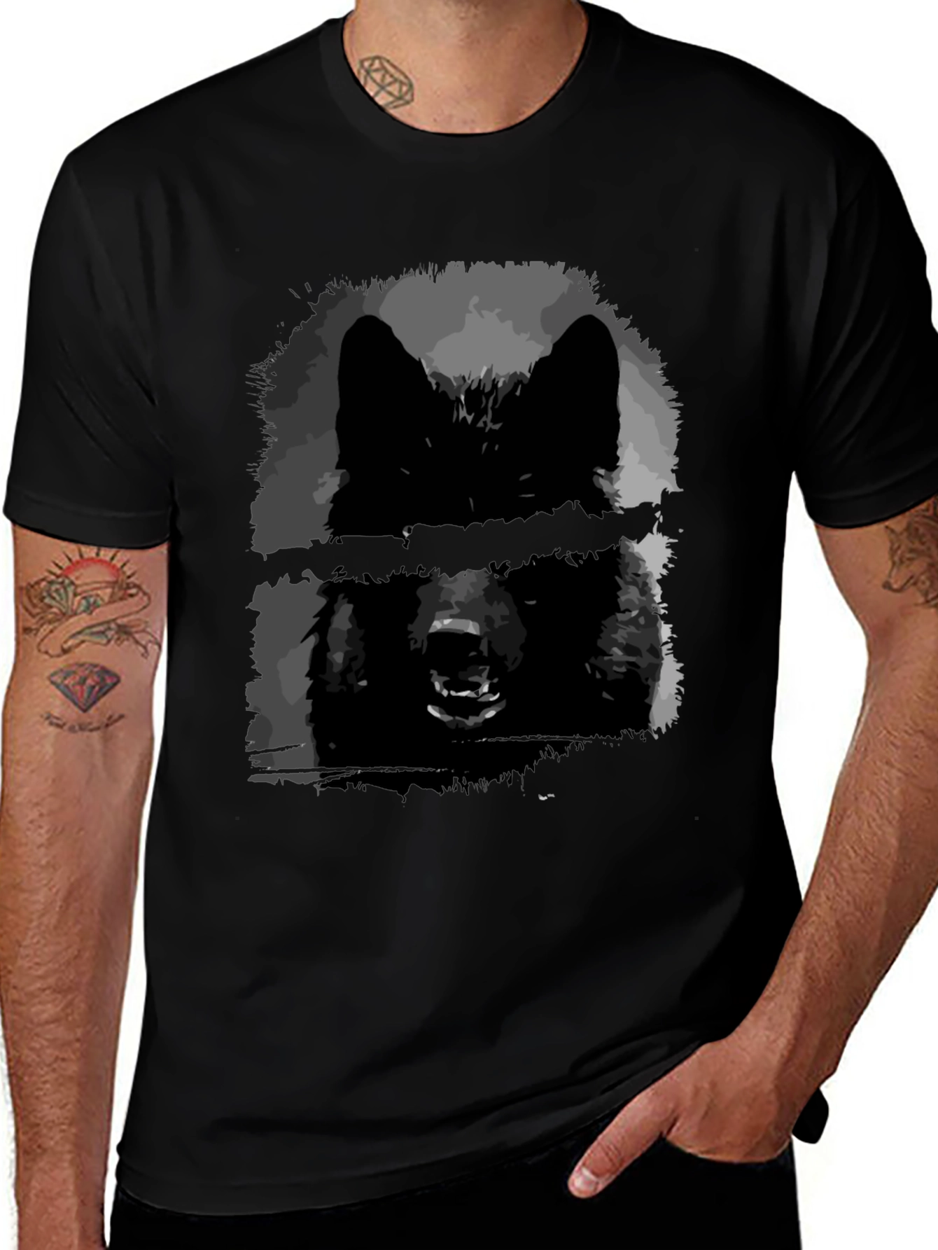 Black Wolf Graphic Tee - Edgy Style