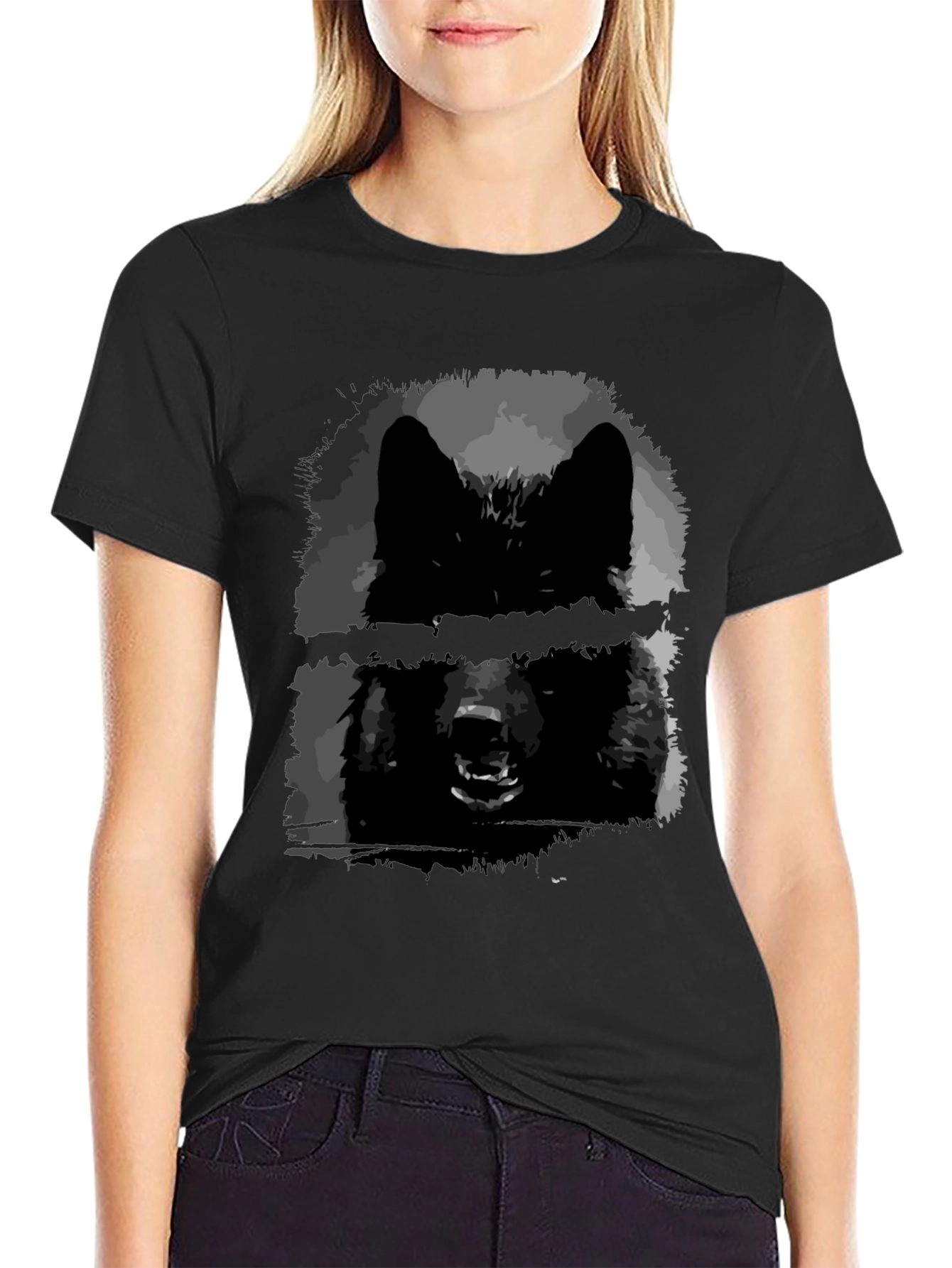 Black Wolf Graphic Tee - Edgy Style