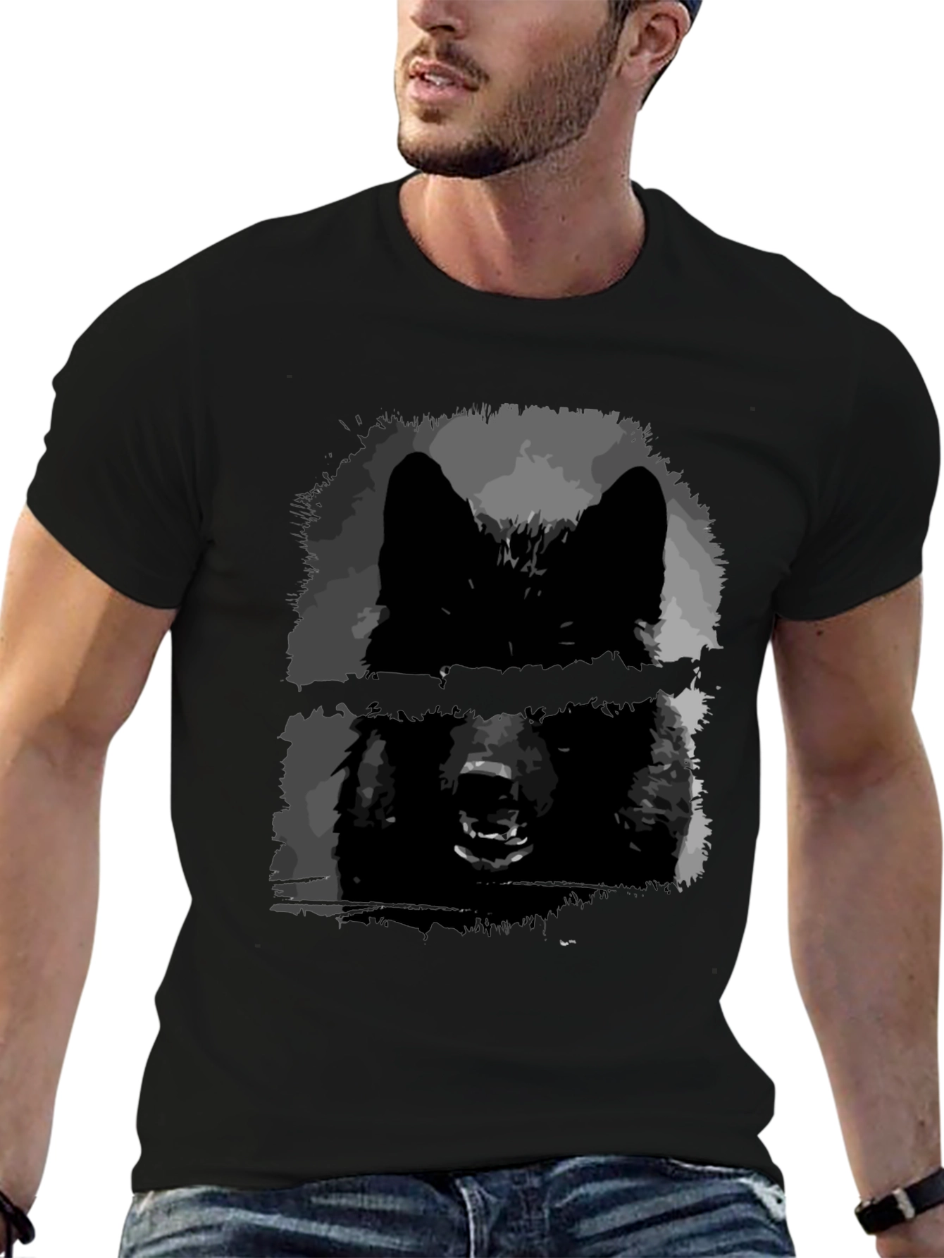 Black Wolf Graphic Tee - Edgy Style