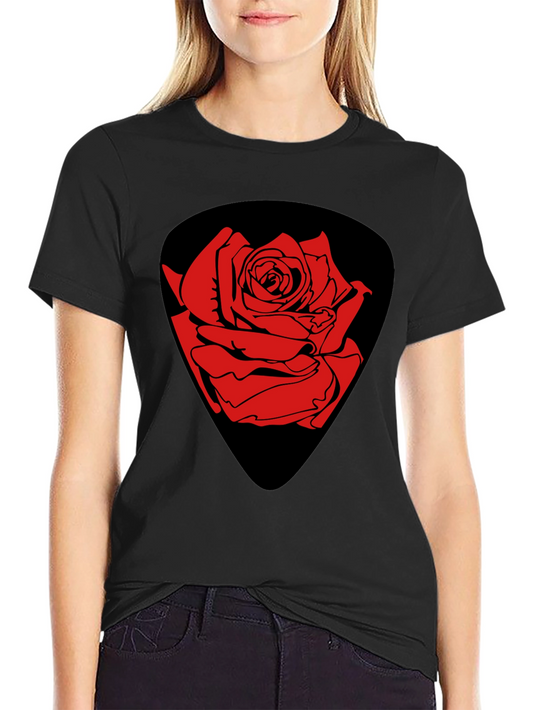 Rose Guitar Pick Graphic T-Shirt - Classic Black