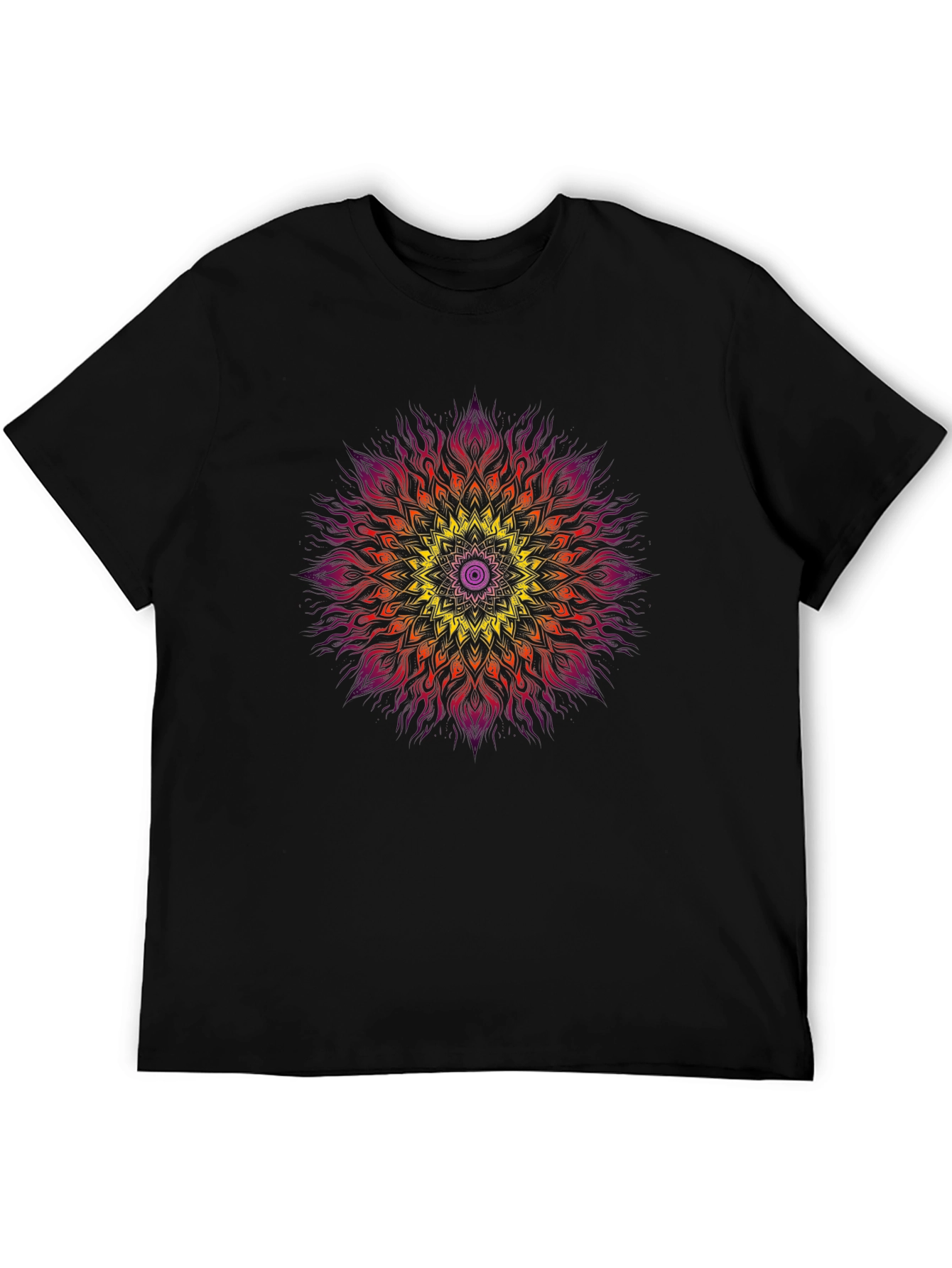 Vibrant Mandala Graphic Black T-Shirt