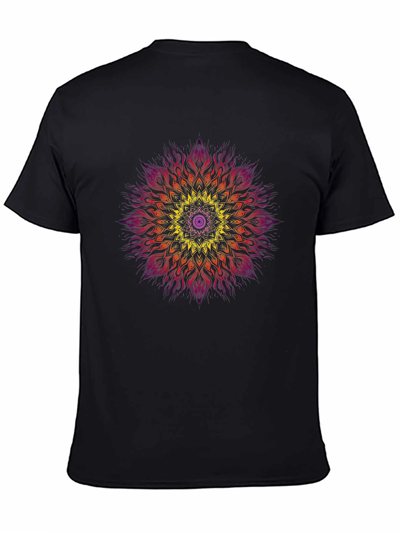 Vibrant Mandala Graphic Black T-Shirt
