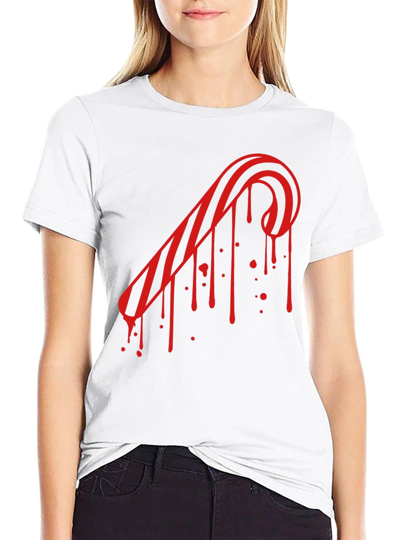 Candy Cane Drip Tee - Edgy Holiday Style