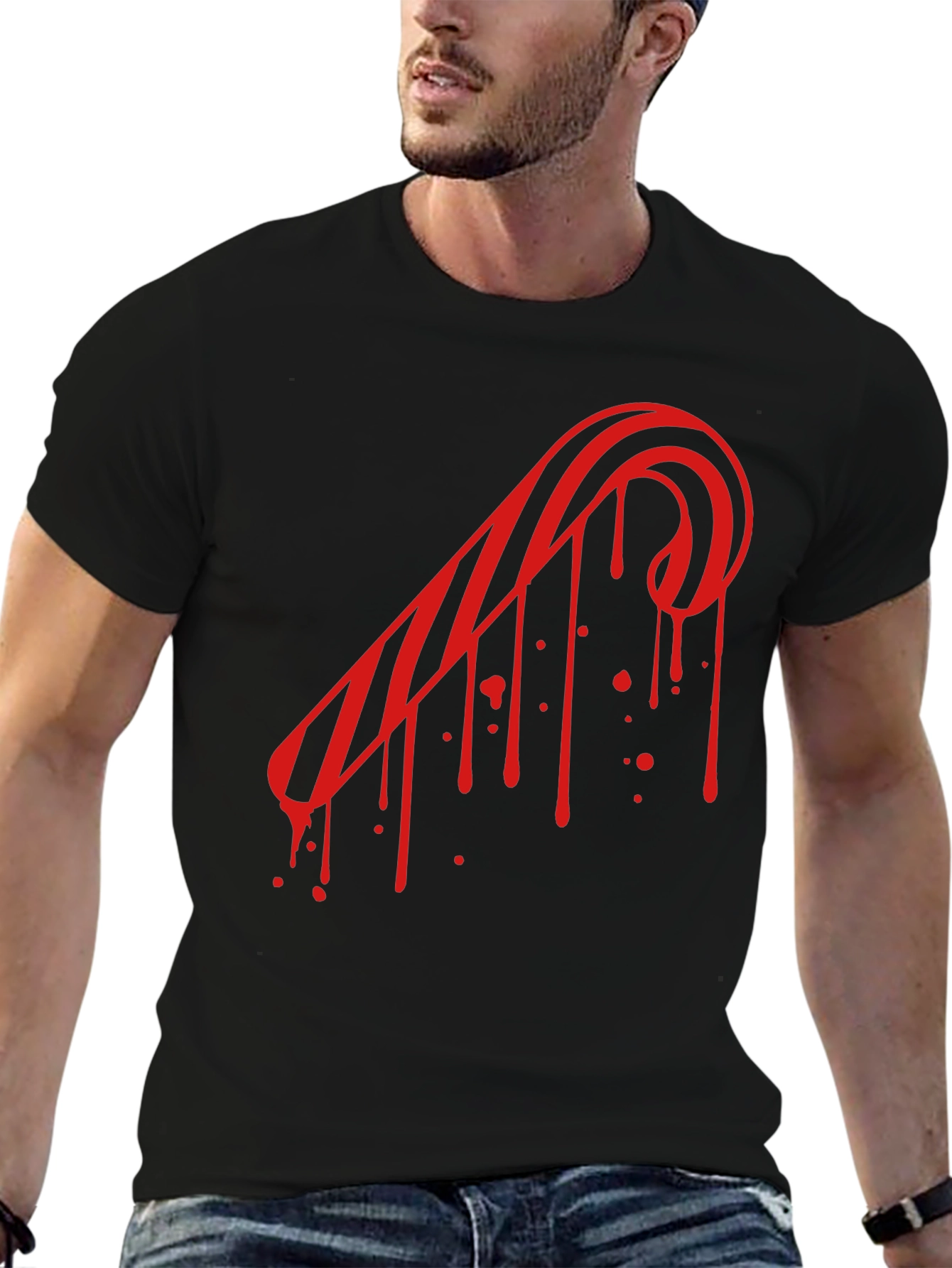 Candy Cane Drip Tee - Edgy Holiday Style
