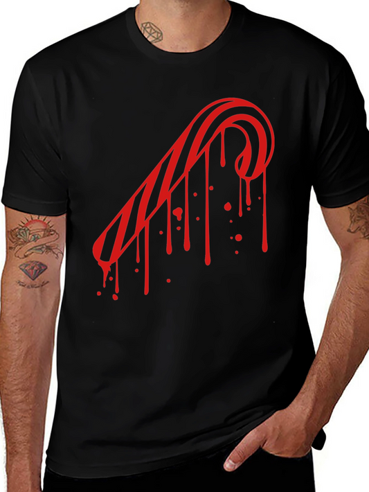 Candy Cane Drip Tee - Edgy Holiday Style