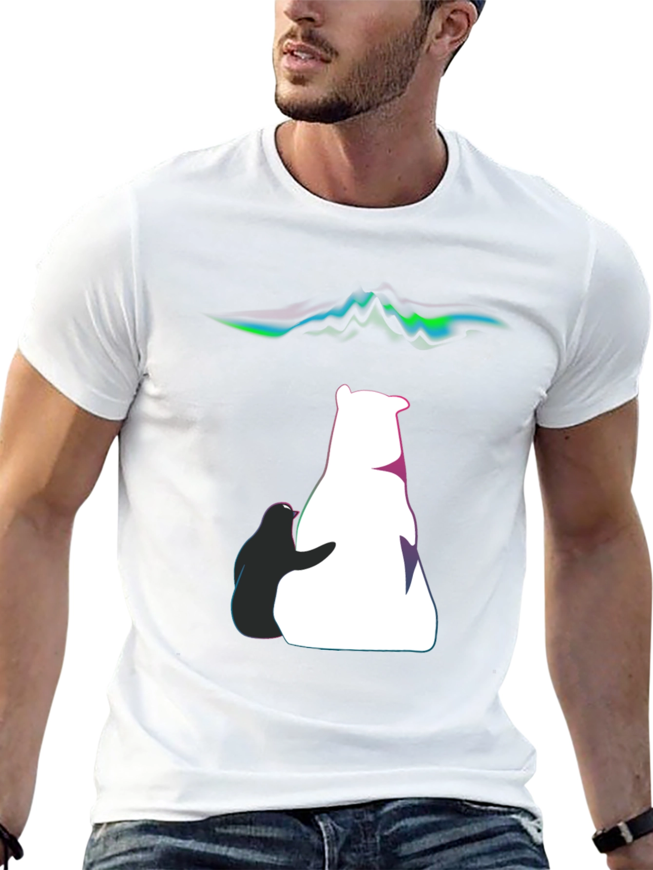 Artistic Bear & Penguin Graphic Tee