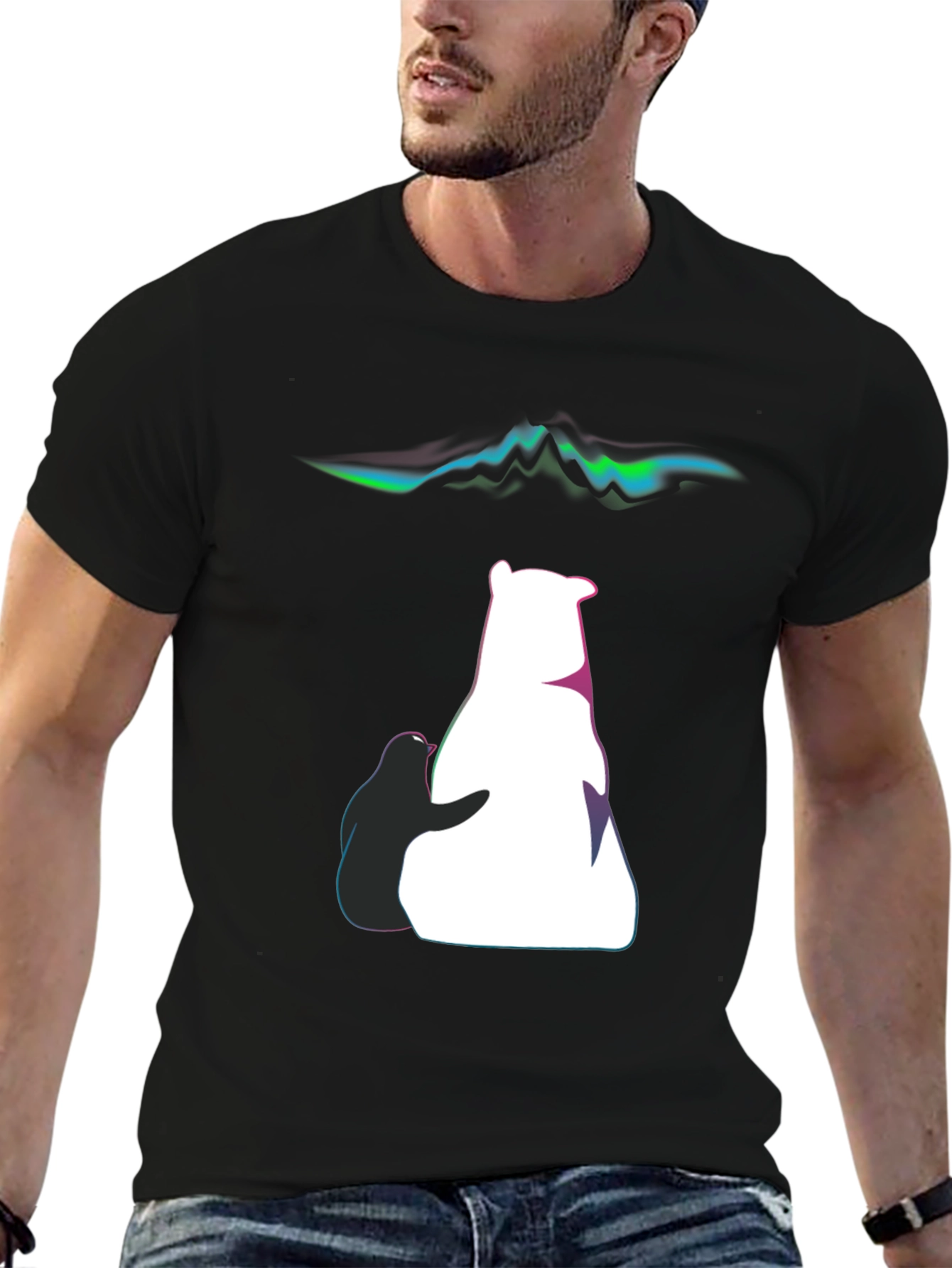 Artistic Bear & Penguin Graphic Tee