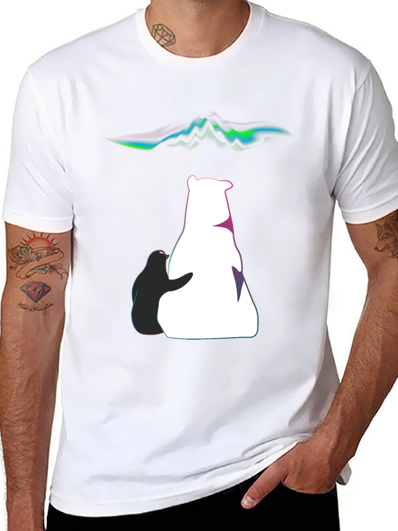 Artistic Bear & Penguin Graphic Tee