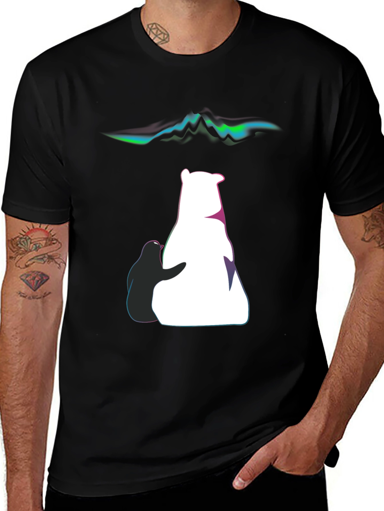 Artistic Bear & Penguin Graphic Tee