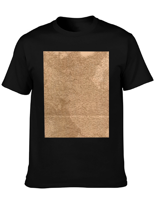 Vintage Map Graphic Tee - Unique Black T-Shirt