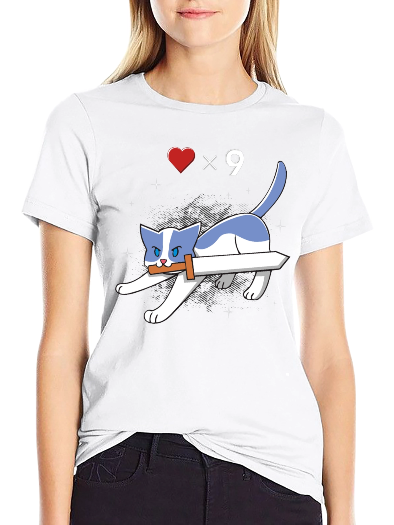 Sword Cat T-Shirt - Gamer Style Graphic Tee