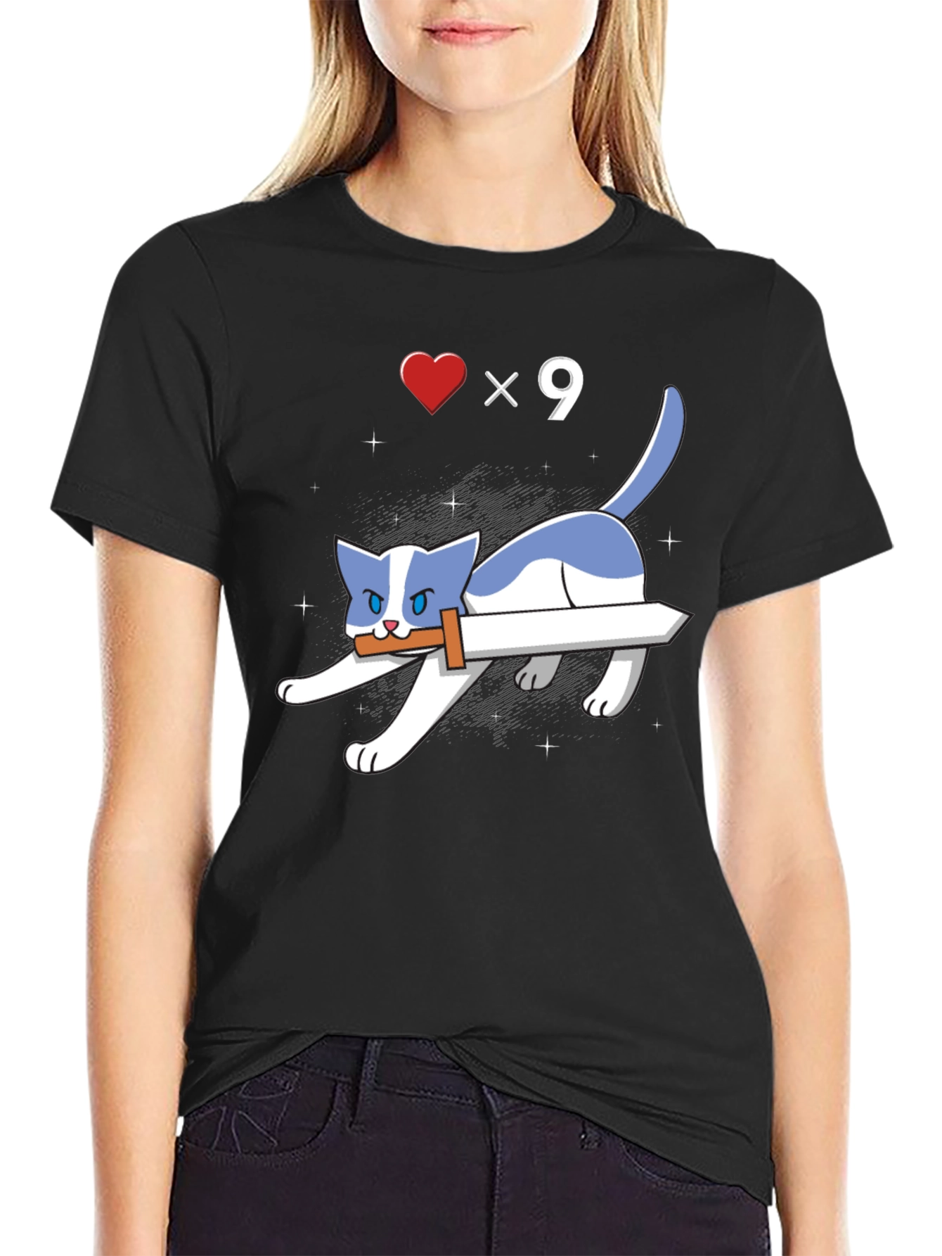 Sword Cat T-Shirt - Gamer Style Graphic Tee