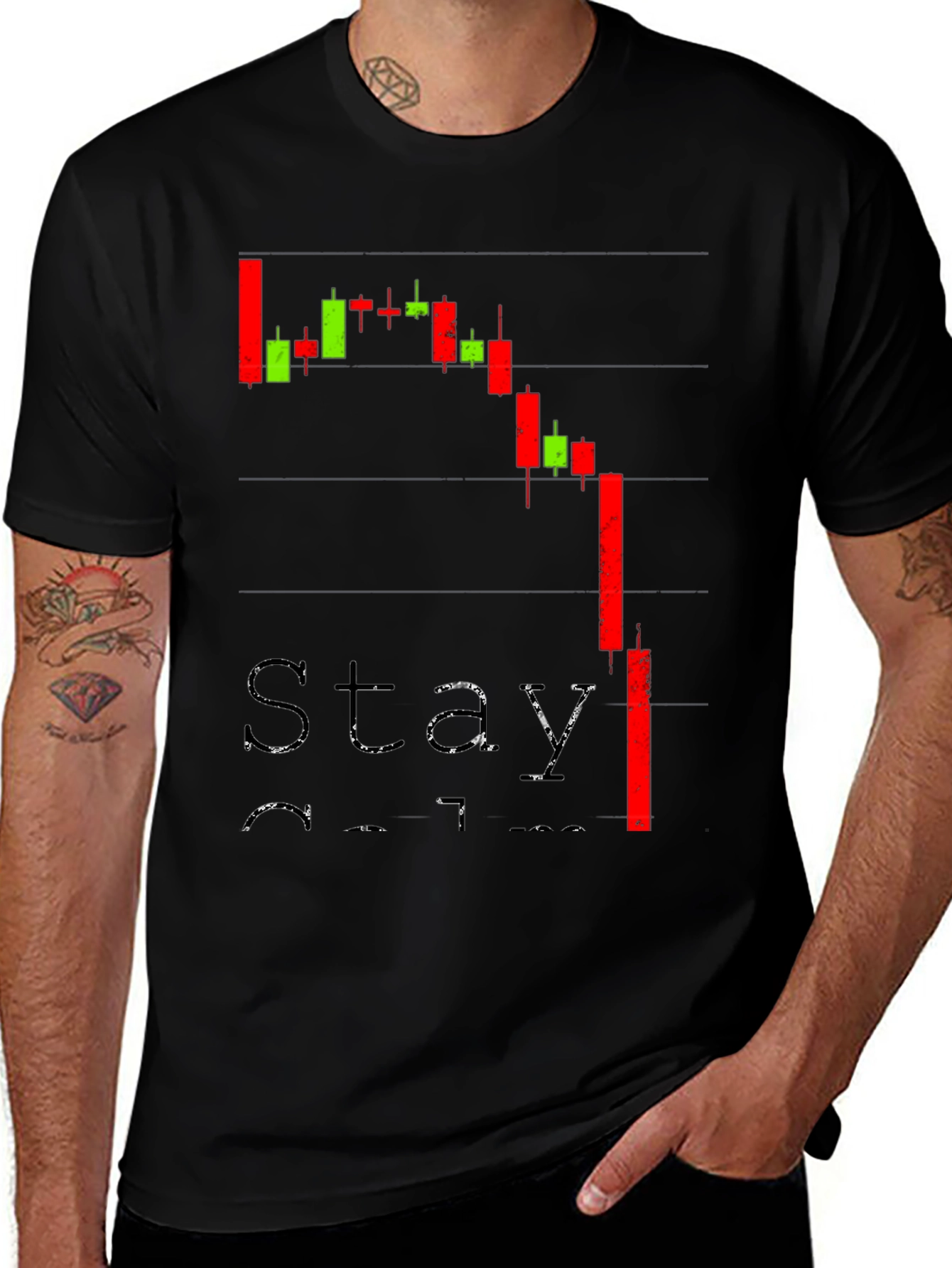 Stay Calm Crypto Chart Black T-Shirt
