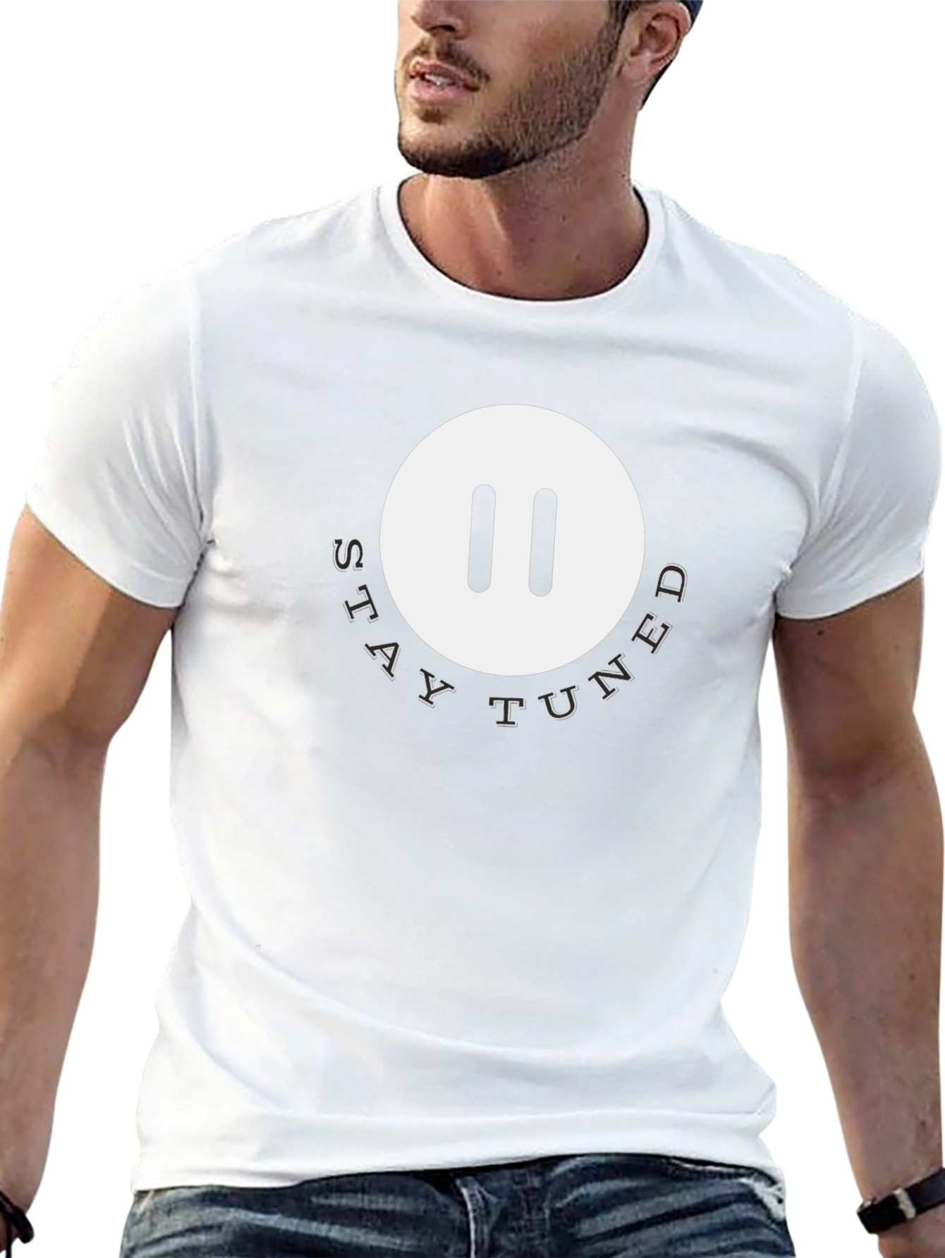 Stay Tuned Pause Button T-Shirt - Modern Graphic Tee