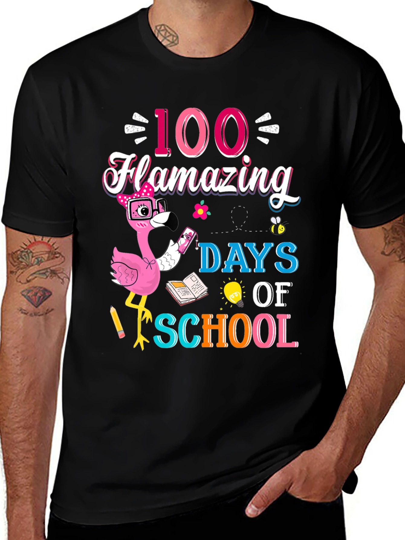 100 Days of School Flamingo T-Shirt