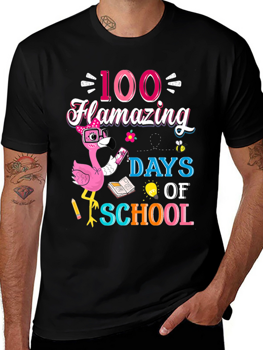 100 Days of School Flamingo T-Shirt
