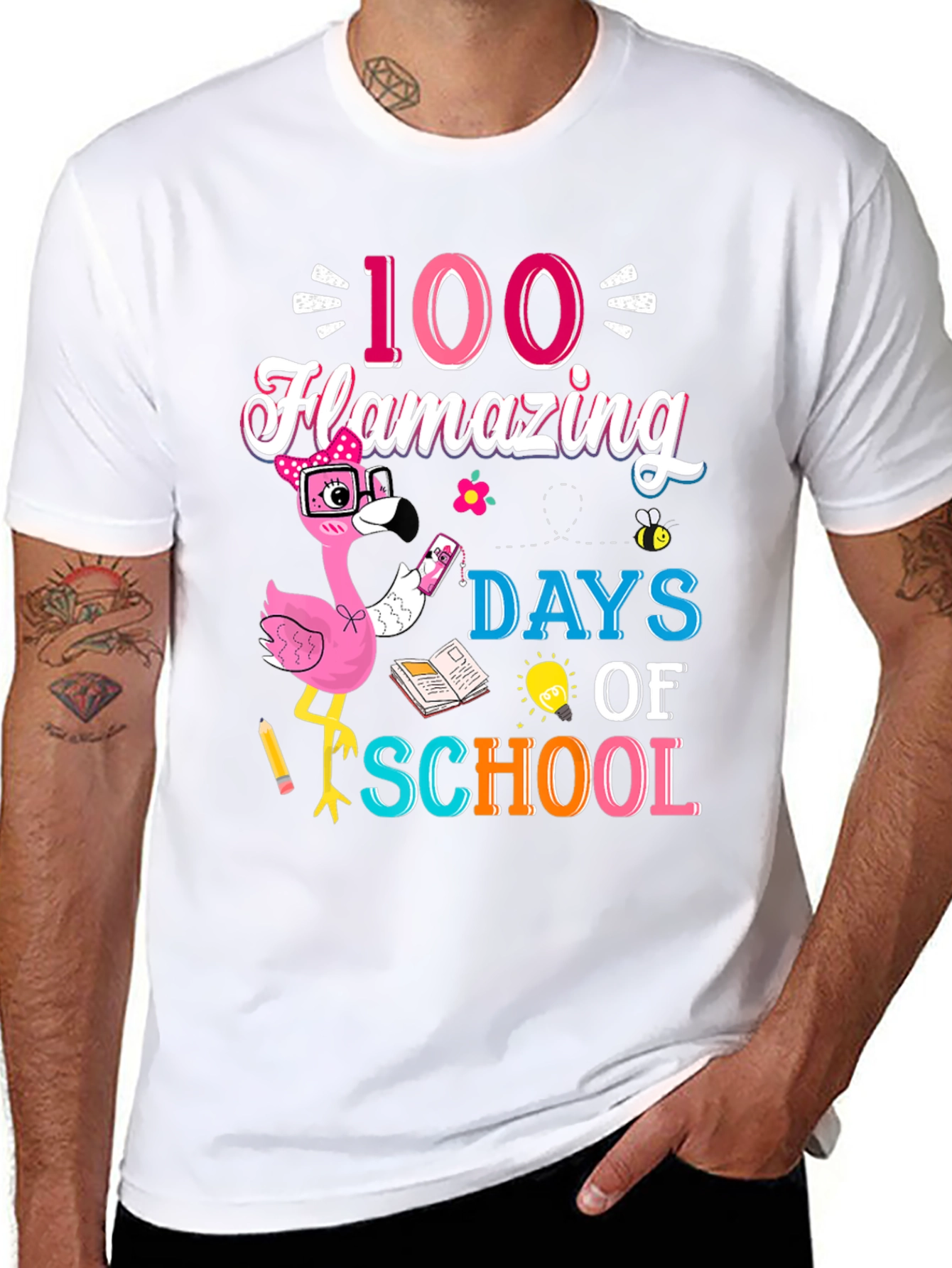 100 Days of School Flamingo T-Shirt