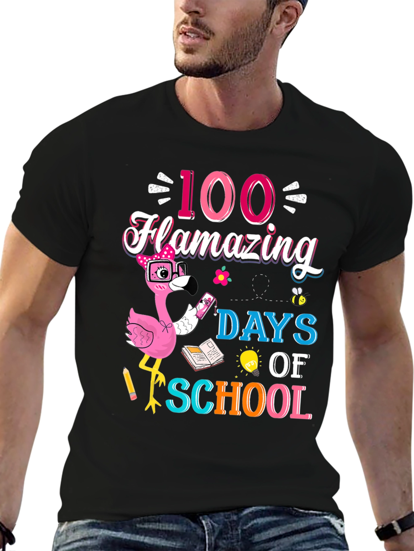 100 Days of School Flamingo T-Shirt
