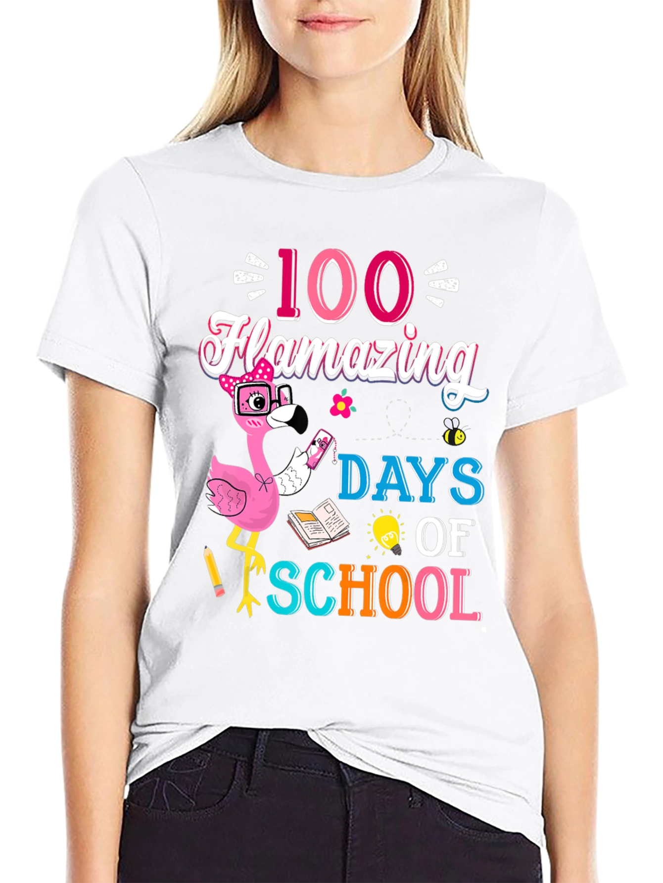 100 Days of School Flamingo T-Shirt