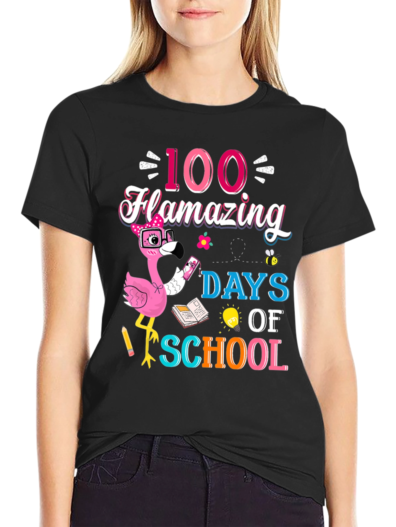 100 Days of School Flamingo T-Shirt