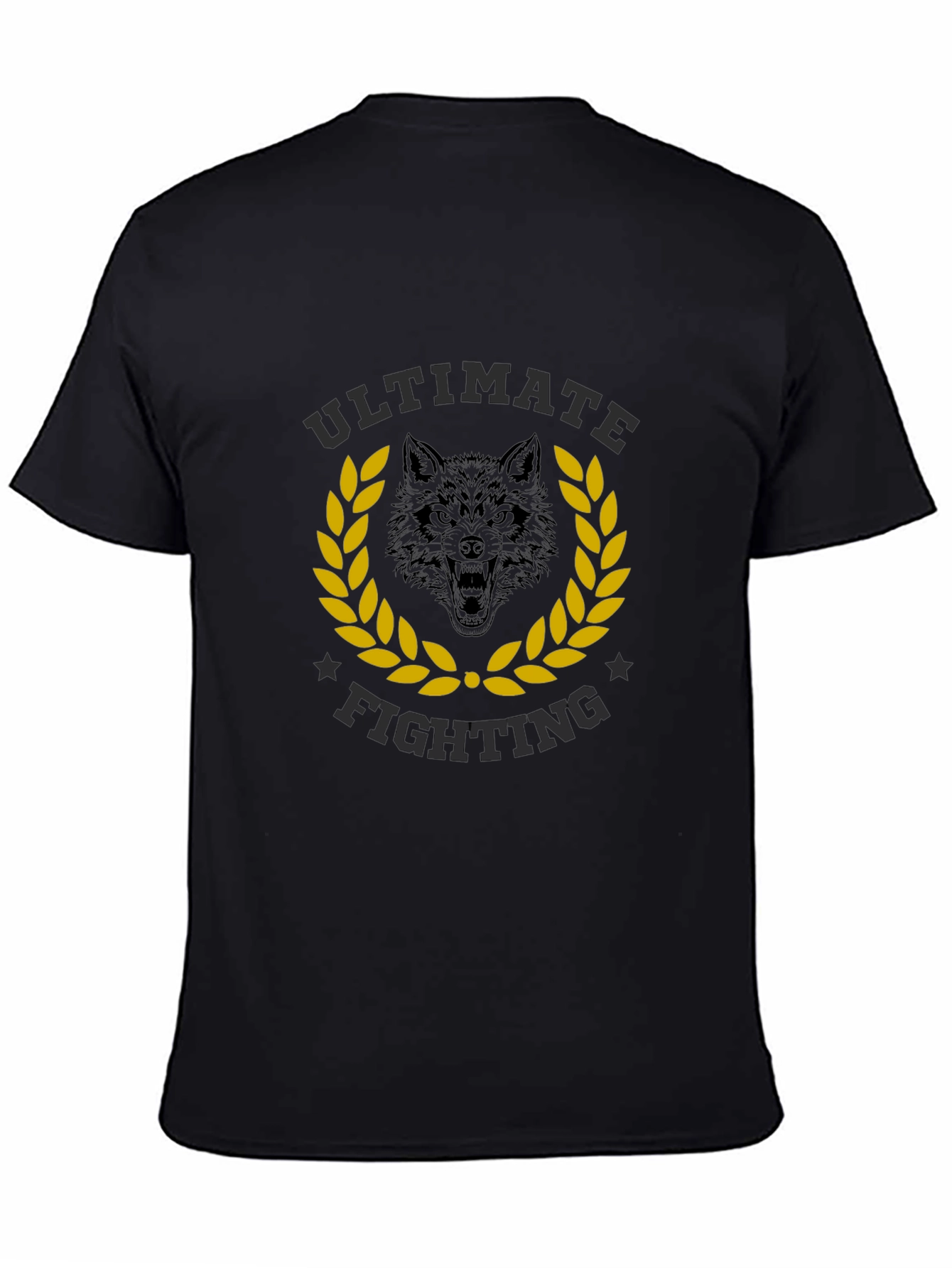 Ultimate Fighting Black T-Shirt Wolf Design