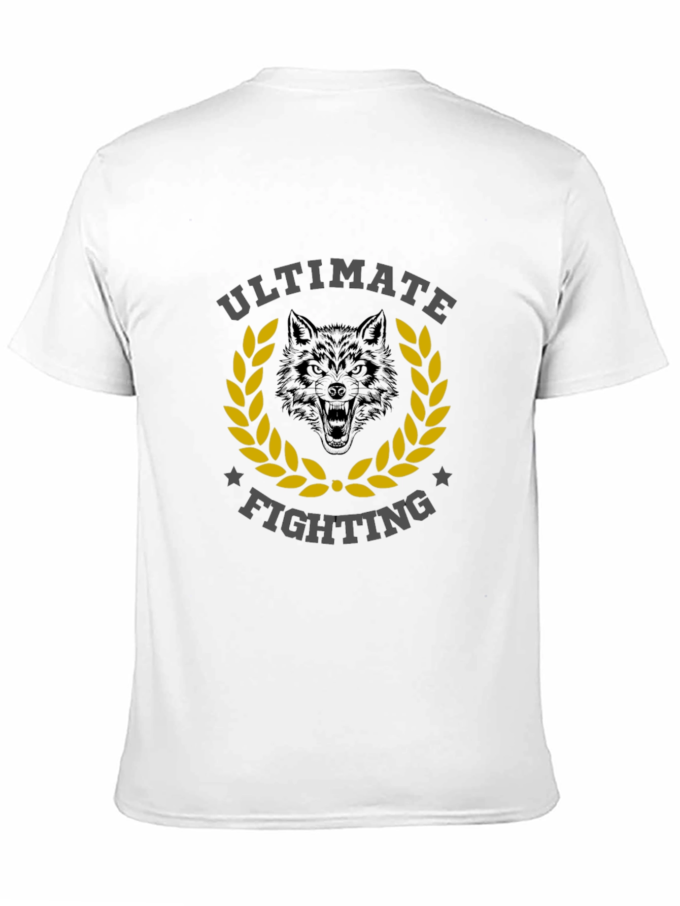 Ultimate Fighting Black T-Shirt Wolf Design