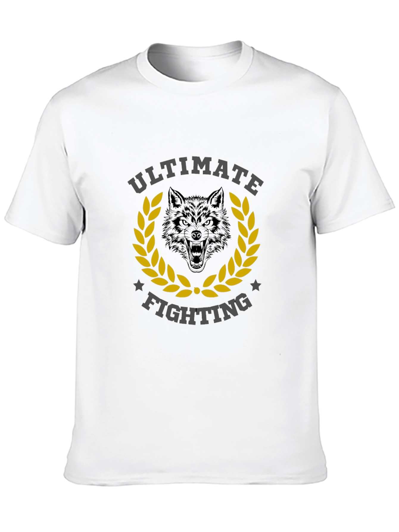 Ultimate Fighting Black T-Shirt Wolf Design