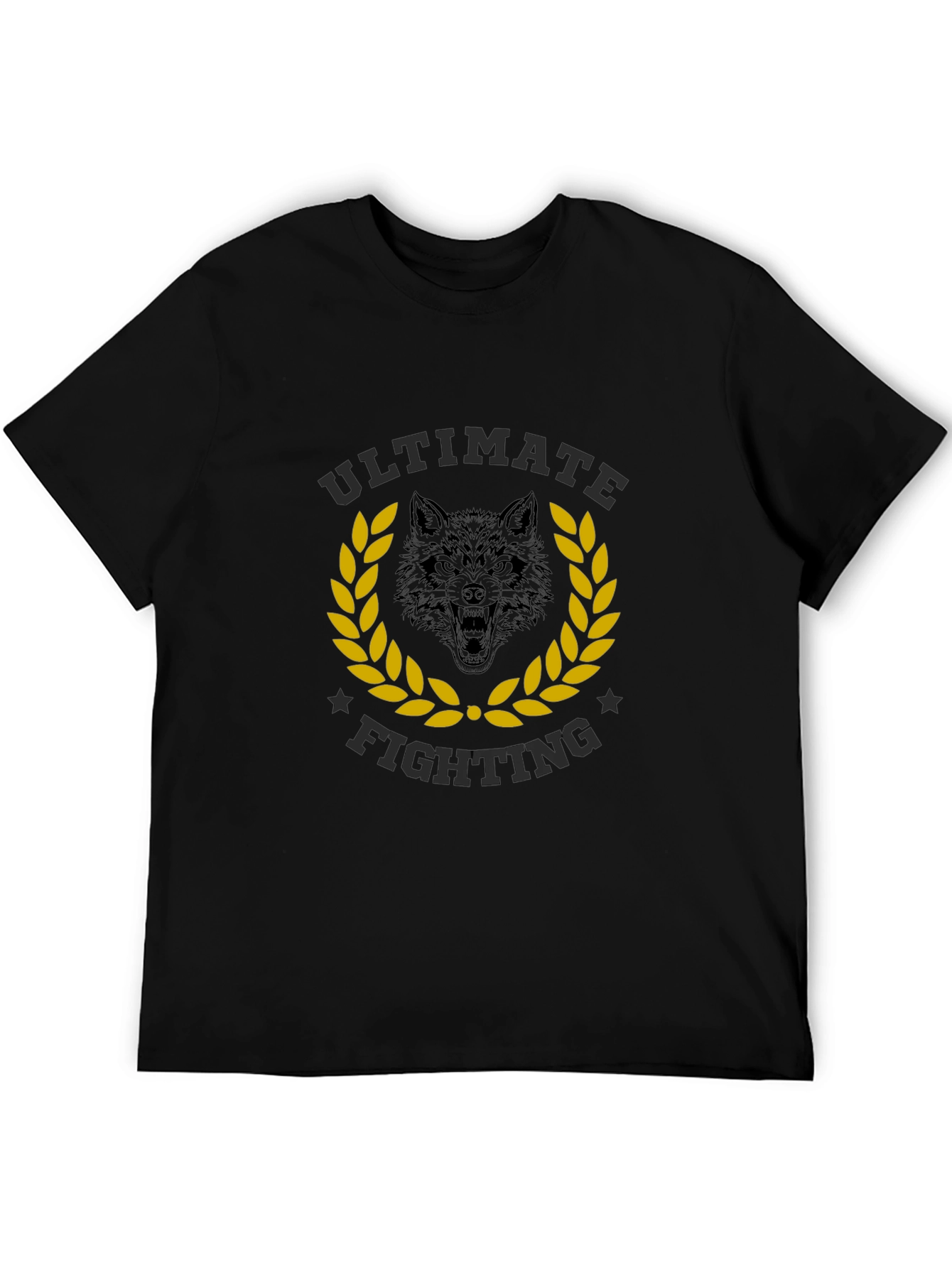 Ultimate Fighting Black T-Shirt Wolf Design