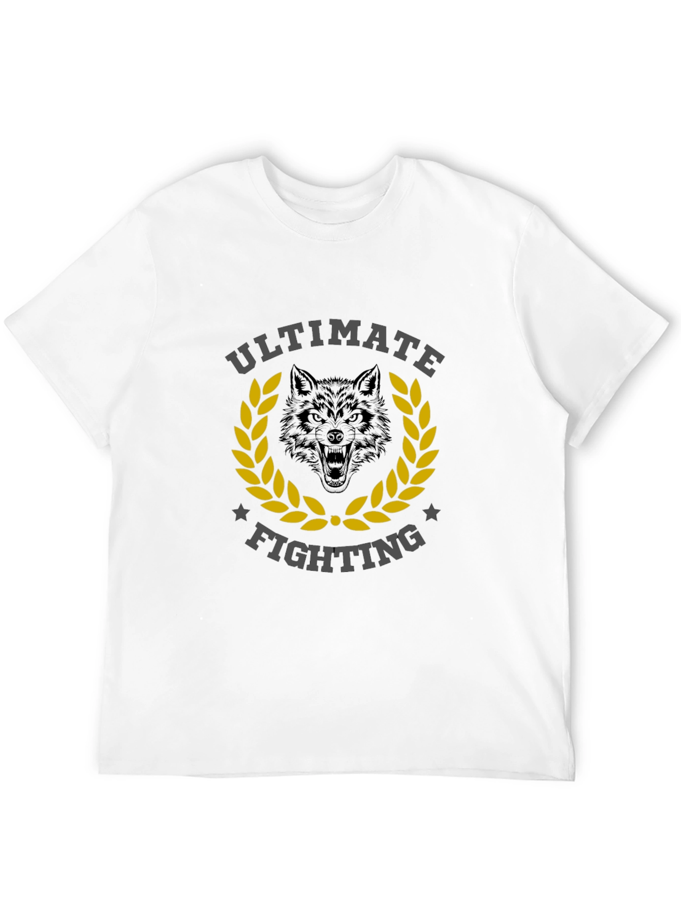 Ultimate Fighting Black T-Shirt Wolf Design