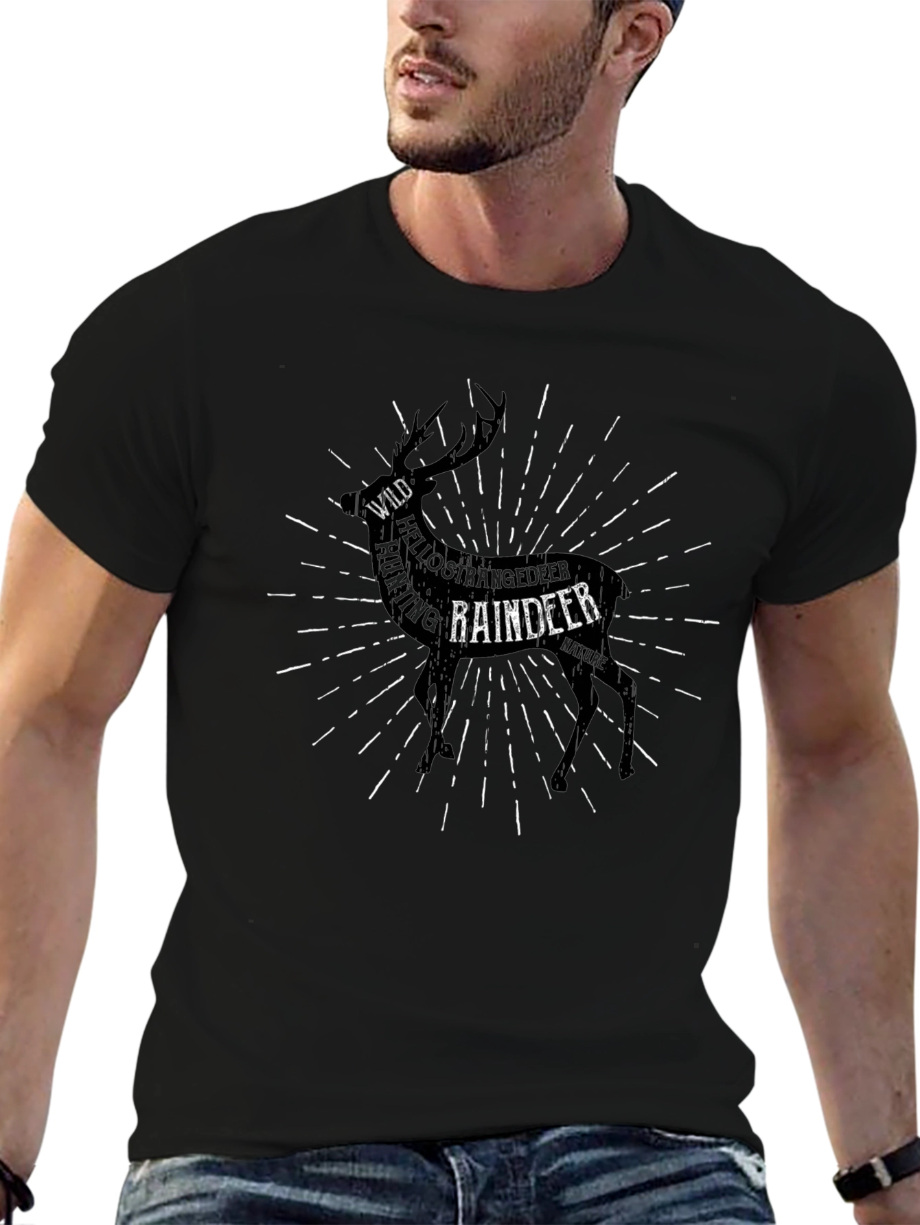 Reindeer Graphic Tee - Wild & Free Black T-Shirt
