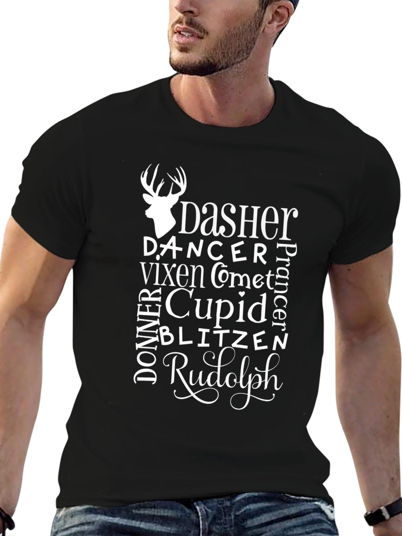Reindeer Names Christmas T-Shirt - Holiday Apparel
