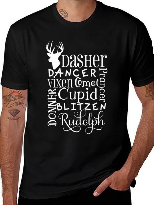 Reindeer Names Christmas T-Shirt - Holiday Apparel