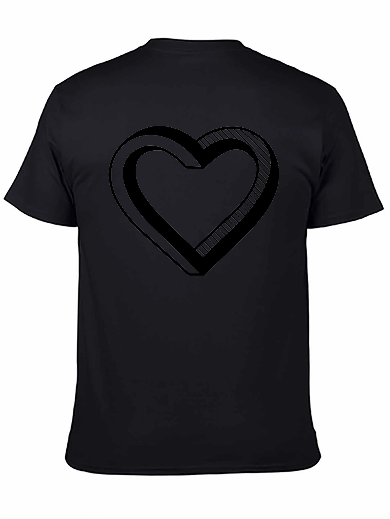 3D Heart Graphic Black T-Shirt