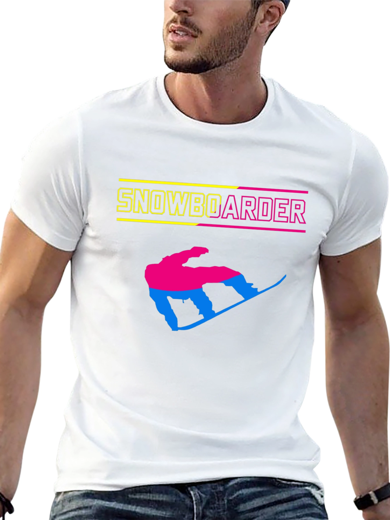 Snowboarder Graphic Tee - Black Cotton T-Shirt
