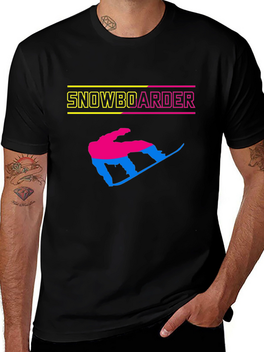 Snowboarder Graphic Tee - Black Cotton T-Shirt