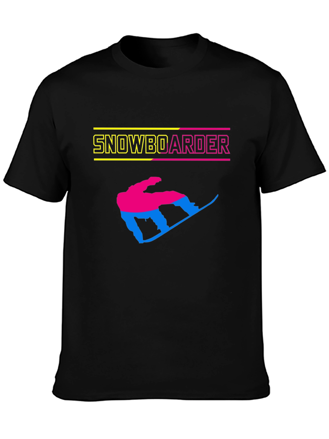 Snowboarder Graphic Tee - Black Cotton T-Shirt